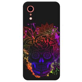 Coque noire Iphone XR mort mexicaine calavera multicolore