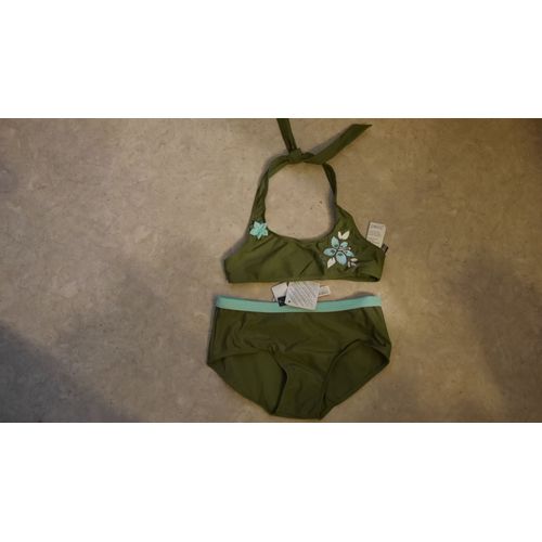 Maillot De Bain 2 Pièces Tout Compte Fait 8 Ans Kaki Et Turquoise Neuf