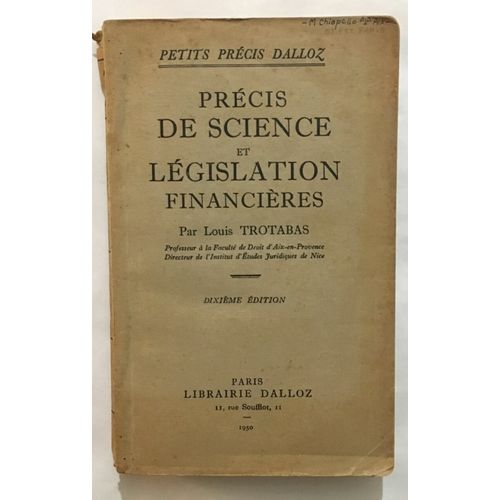 Precis De Science Et Legislation Financieres