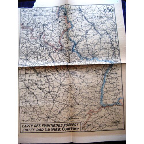 Carte Vers 1920 Des Frontières Du Nord Est De La France Éditée Par Journal Petit Courrier Angers M Et L