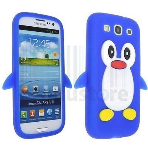 Coque Pour Samsung Galaxy S3 I9300 Silicone Molle Pingouin Etui 3d Cute Bleu F.