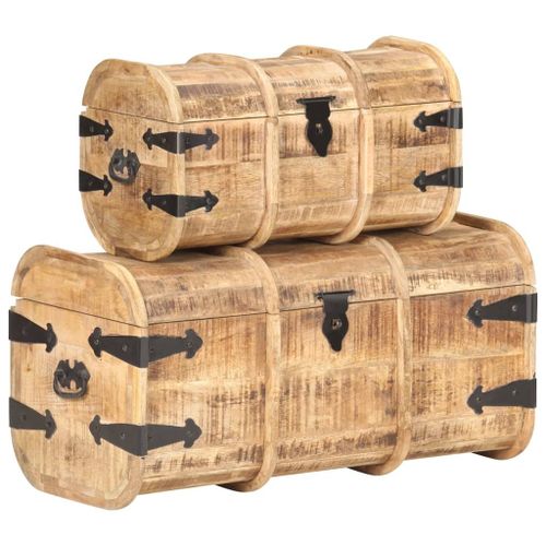 Vidaxl Coffres De Rangement 2 Pcs Bois De Manguier Massif