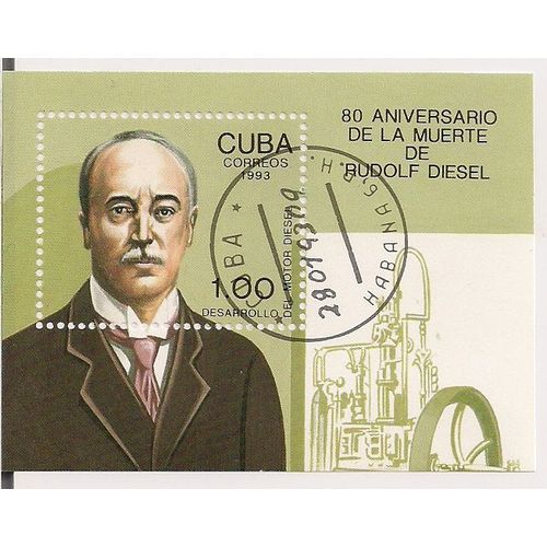 Cuba- 1 Bloc Timbre Rudolf Diesel N°B133