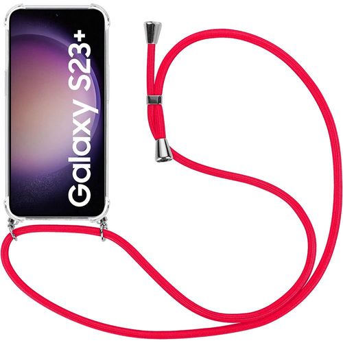 Coque Silicone Pour Samsung Galaxy S23+ / S23 Plus Antichoc Anti-Rayures Transparent Avec Cordon Rouge - E.F.Connection