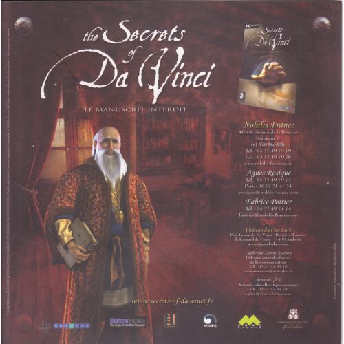 The Secrets Of Da Vinci Code Cd Press Kit Dans Pic Folder + Dvdrom Bande Annonce Du Jeu