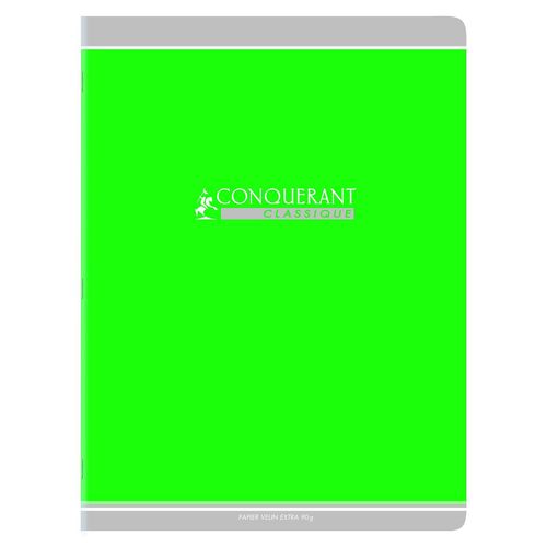 Conquérant Cahier Conquérant Classique Agrafé 24 X 32 Cm 96p 90g Grands Carreaux Vert
