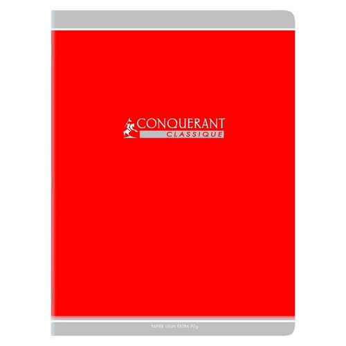 Conquérant Cahier Conquérant Classique Agrafé 24 X 32 Cm 96p 90g Grands Carreaux Rouge