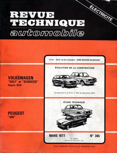 Revue Technique Automobile N° 365 Peugeot 304 6 Et 7 Cv Tous Types