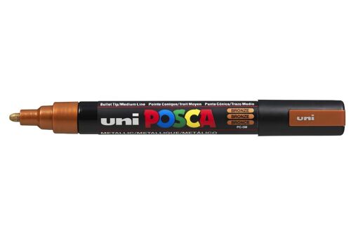 Uni-Ball Lot De 3 Marqueurs Pte Conique Moyenne Posca Pc5m 1,8 - 2,5mm Bronze