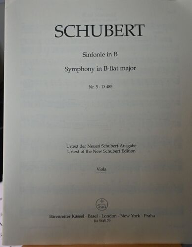 Schubert : Symphonie N° 5 D485 : Partie Alto