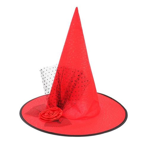 Chapeau De Sorcière En Gaze Rose, Accessoire Décoratif Pour Cosplay D'halloween, 1 Pièce