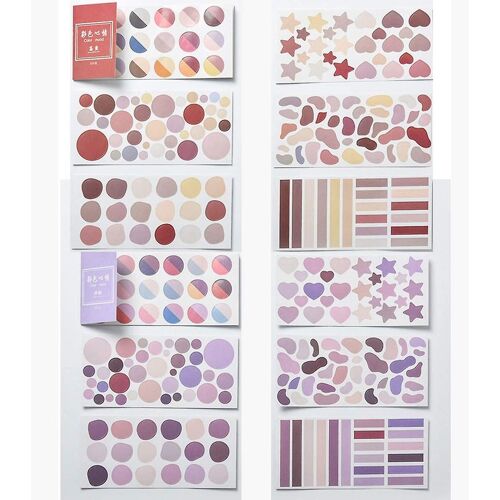 24 Feuilles Colorées Autocollants Décoratifs Scrapbooks Étiquettes Décoratives Pour Journal, Album Carte De Fabrication Diy Arts And Crafts (24 Feuilles Autocollant Mixte-0