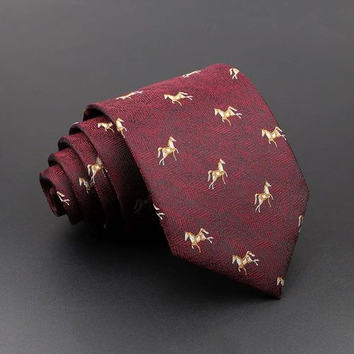 Cravate Florale Pour Hommes,Cravate Imprimée De Cheval D'ours Brun,Cravate À La Mode En Polyester,Robe De Costume De Fête De Mariage D'affaires,Cadeau