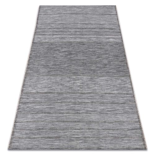 160x230 Cm Tapis En Corde Sizal Loft 21108 Lignes Gris / Ivoire / Argent