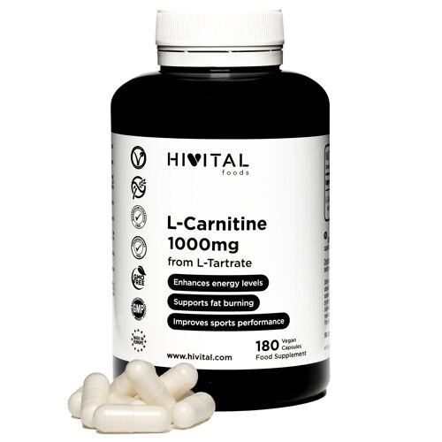 L-Carnitine Pure 1000 Mg. 180 Gélules Végétales. La L Carnitine Vous Aide À Perdre Du Poids Et À Brûler Les Graisses. Augmente L'endurance Et L'énergie, Améliore Les Performances Musculaires Et Spor 