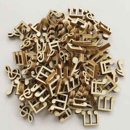 Note de musique en bois découpée au Laser 100 pièces/sac, embellissement de noël, artisanat en forme de bois, décoration de mariage, bricolage, fête prénatale