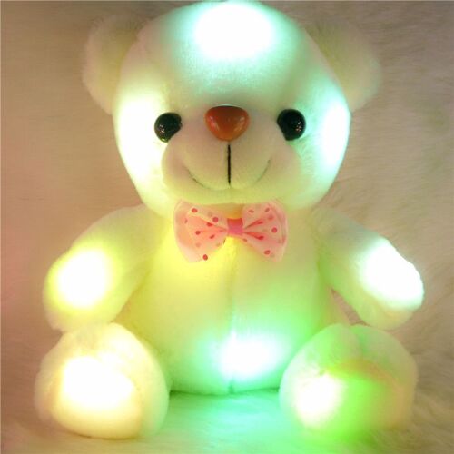 Grand ours en peluche lumineux de 22cm à lumière Flash colorée, jouet en peluche à Led, cadeau d'anniversaire et de noël