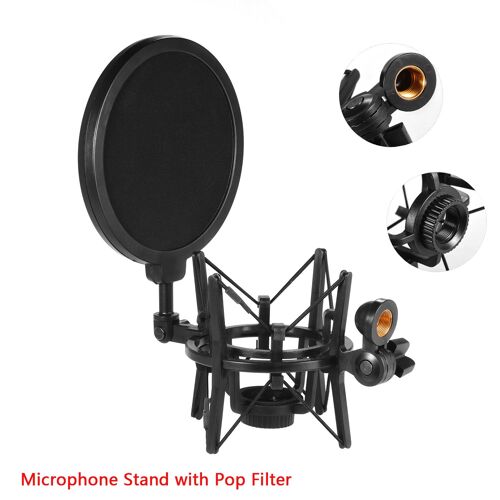 Support universel de Microphone à condensateur en plastique, support de support de choc, Anti-vibration avec filtre Pop pour enregistrement de musique en Studio