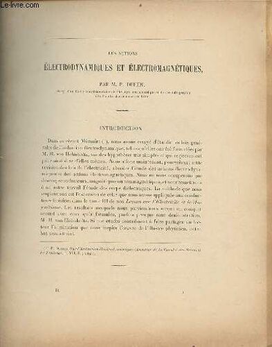 Tiré À Part Des Annales De La Faculté Des Sciences De Toulouse T.7 1893 - Les Actions Électrodynamiques Et Électromagnétiques Par M.P.Duhem.