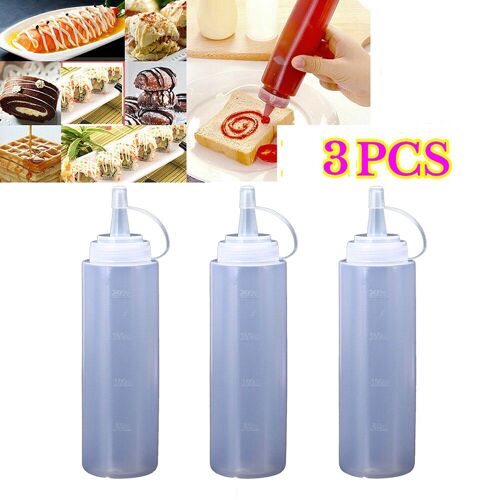 Bouteilles À Presser Condiments Pour Ketchup, Moutarde Mayo, Sauces Chaudes, Bouteilles D'Huile D'Olive, Gadget De Cuisine, 240Ml, 3 Pièces 9109-May14A19911