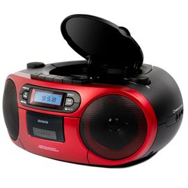 AIWA BBTC-550RD Radio Hi-Fi portable rouge avec CD, Cassette Deck, Bluetooth et USB