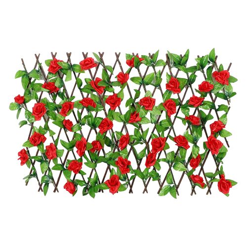 Clôture De Simulation De Fleurs Avec Cadre En Bois, 4 Couleurs, Écran D'Intimité Artificielle, Décoration De Jardin