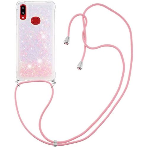 Pour Samsung M11 Coque, Bling Liquide Paillette Antichoc Kawaii Etui Housse Avec Cordage Lanyard Case Pour Samsung Galaxy M11 / A11. Lp Star Pink