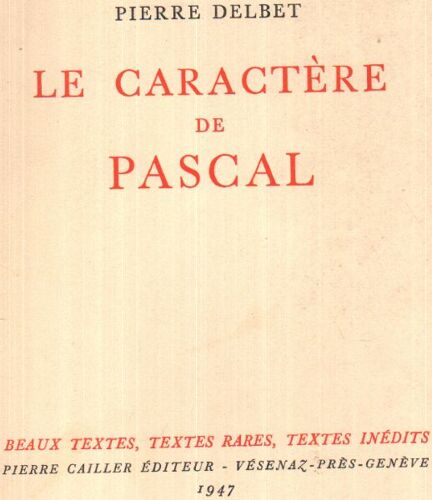 Le Caractère De Pascal