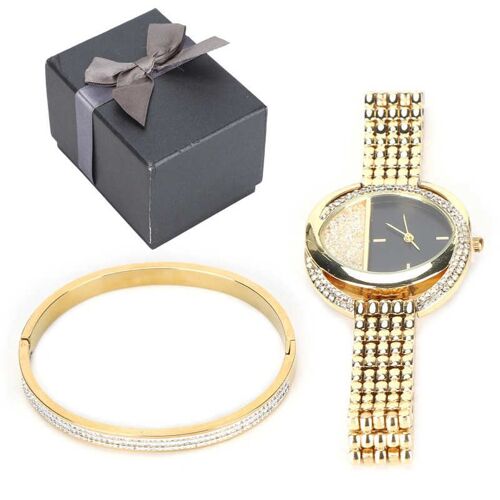 Bracelet À Quartz En Acier Titane Pour Femmes, Ensemble De Bijoux, Cadeau D'anniversaire