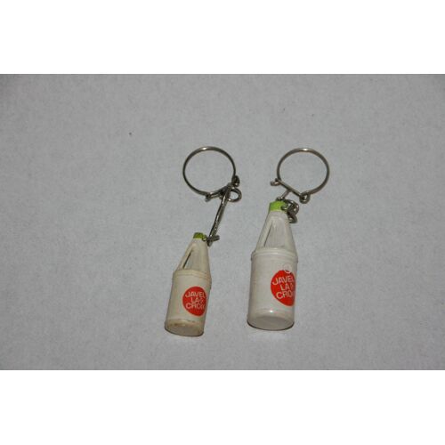 Lot Deux Porte-Clefs Publicitaires Flacon Javel La Croix 4 Cm Et 5 Cm