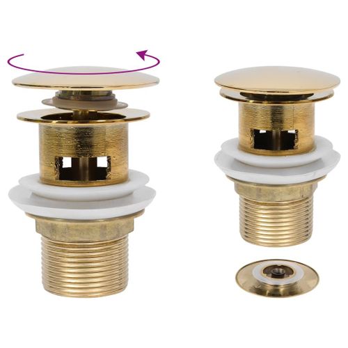 vidaXL Drain à poussoir avec débordement Doré 6,4x6,4x9,1 cm