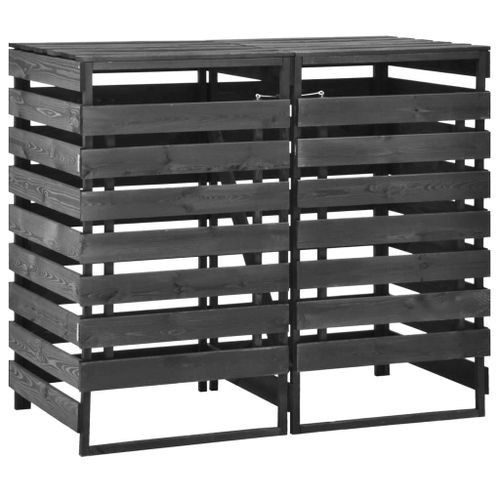 Vidaxl Abri De Poubelle Double 140x75x121 Cm Bois De Pin Massif Peint
