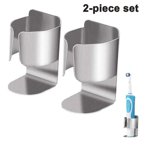 2 Pieces Toothbrush Holder Compatible With Electric Toothbrush Stainless Steel Self Adhesive Wall Mounted Bathroom Toothbrush Holder Wall Mounted Dura
