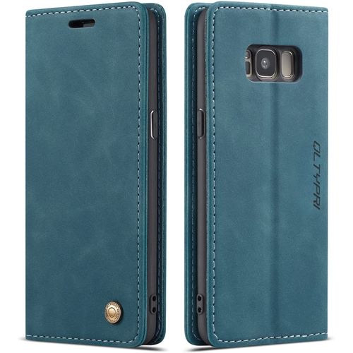 Etui Coque Pour Samsung Galaxy S8 Plus, Portefeuille Fentes Cartes Housse Antichoc Cuir Pu Vintage Portefeuille Etui Compatible Avec Samsung Galaxy S8 Plus - Bleu