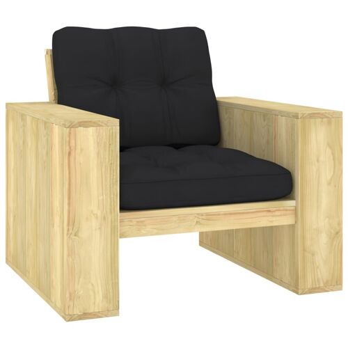 Vidaxl Chaise De Jardin Avec Coussins Noir Bois De Pin Impr¿¿Gn¿¿