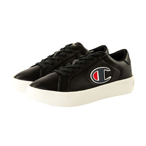 Champion Baskets Dames Court Club Chaussure En Cuir Logo Noir Eur