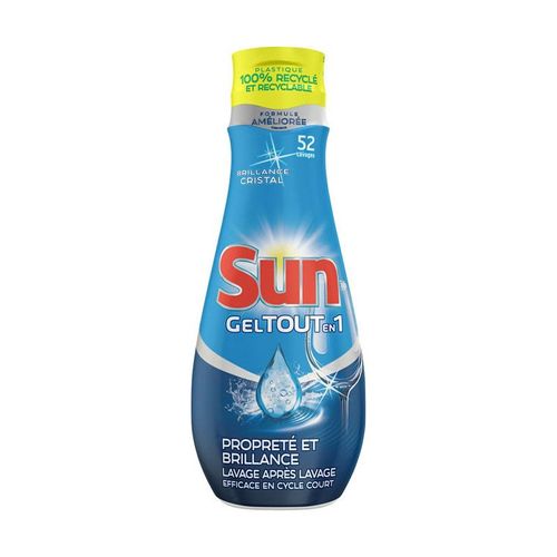 SUN Tout-en-1 - Gel lave-vaisselle propreté & brillance - 52 lavages - 900 ml
