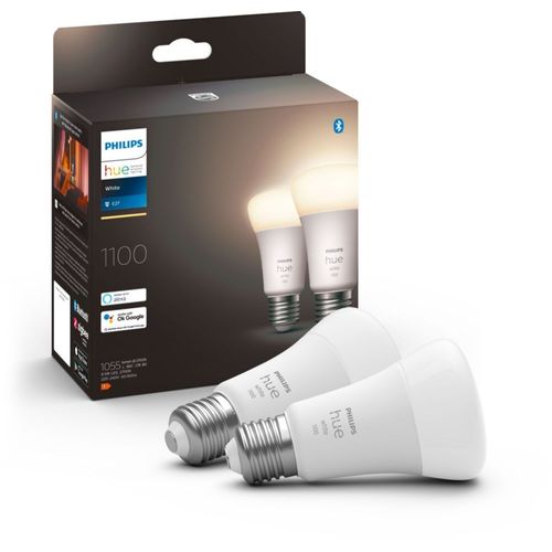 Ampoule Connectée Led Philips Hue White E27 9.5w (Équivalent 75w) 1050lm - Pack De 2