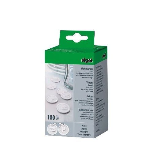 Sigel Jetons Plastique Motif En Relief Blanc Diamètre 25 Mm Lot De 100