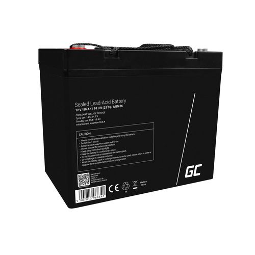 Greencell® Rechargeable Batterie Agm 12v 50ah Accumulateur Au Gel Plomb Cycles Sans Entretien Vrla Battery Étanche | Photovoltaïque | Caravane Energie Solaire Batterie Voiture | Fauteuil Roulant