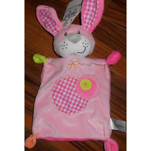Doudou Chien Rose Nicotoy Vichy Peluche Lapin 
