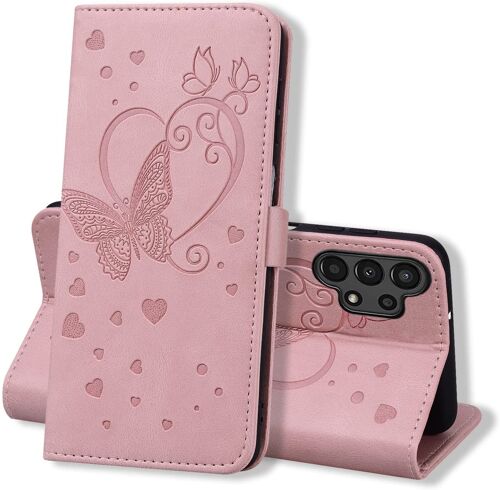 Coque Samsung Galaxy A13 4G/A13 5G/A04S/A04/M13 5G 6.6"", Coque Portefeuille A13 4G, Protection Etui A13 4G, Housse Premium en Cuir PU [Porte Carte] Couverture du Livre pour A13 4G, Rose