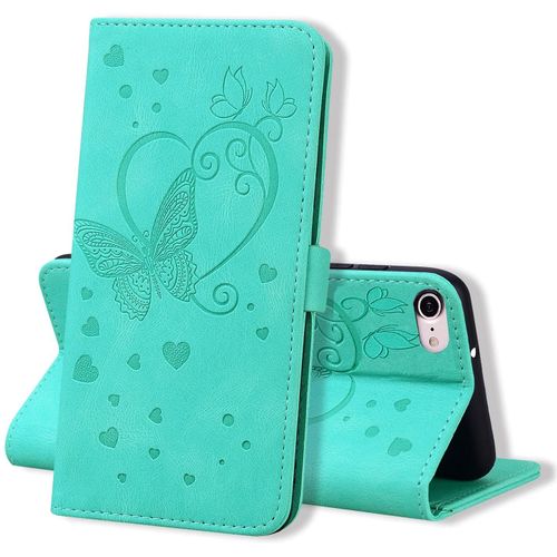 Coque Iphone 7 / Iphone 8 / Iphone Se 2020, Coque Portefeuille, Etui Housse Premium En Cuir Pu [Porte Carte] Couverture Du Livre Pour Iphone 7 / Iphone 8 / Iphone Se 2020, Vert