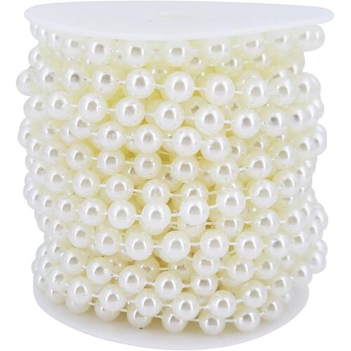8mm Faux Perles Perles Guirlande Perle Perle Rouleau Strand Pour La Décoration de Fête de Mariage (ivoire, 10m)