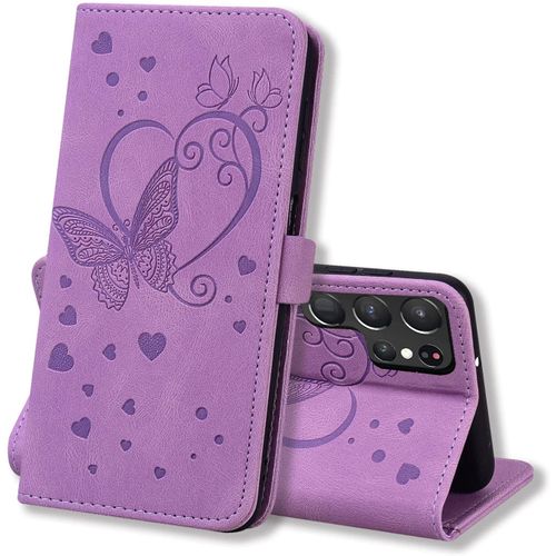 Coque Samsung Galaxy S22 Ultra, Coque Portefeuille S22 Ultra, Protection Etui S22 Ultra, Housse Premium en Cuir PU [Porte Carte] Couverture du Livre pour S22 Ultra, Violet