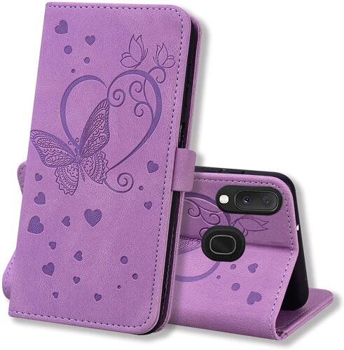 Coque Samsung Galaxy A20E, Coque Portefeuille Samsung A20E, Protection Etui Galaxy A20E, Housse Premium en Cuir PU [Porte Carte] Couverture du Livre pour Samsung Galaxy A20E, Violet