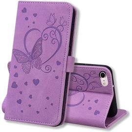 Coque Iphone 7 / Iphone 8 / Iphone Se 2020, Coque Portefeuille, Etui Housse Premium En Cuir Pu [Porte Carte] Couverture Du Livre Pour Iphone 7 / Iphone 8 / Iphone Se 2020, Violet