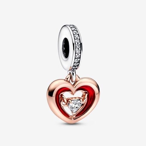 Charm Pendant Coeur Rayonnant Bicolore