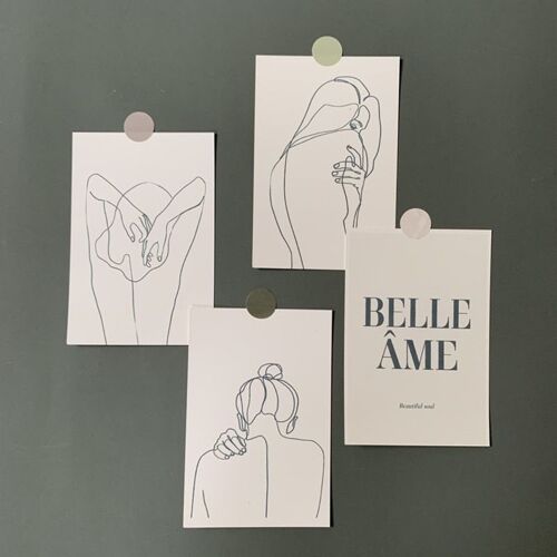 4 Pieces Cards -Ins ? Carte Décorative Personnalisée D'art Abstrait Rétro, Autocollant Mural De Fond De Salle Bricolage Carte Pos
