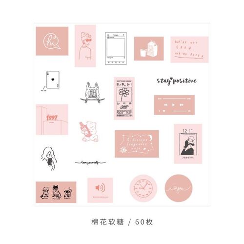 Autocollants Animaux Boisson Pour Filles, Étiquette Scrapbooking, Décoration Quotidienne Kawaii, Papeterie Pour Agenda Coréen, 60 Pièces